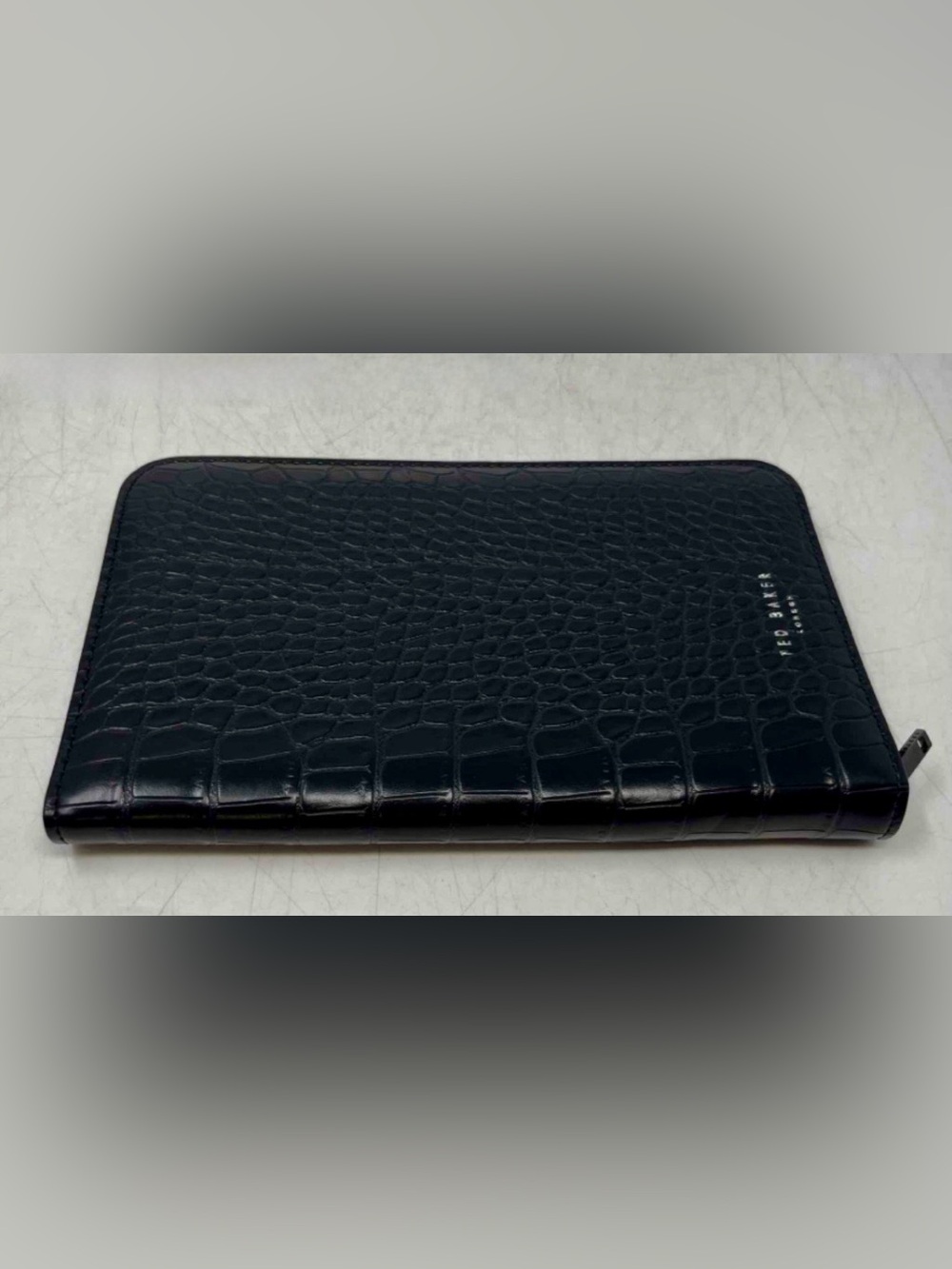 Ted Baker London Black Crocodile Embossed Leather Zip-Around Wallet 👛✨